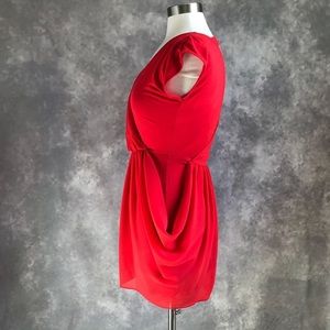 Bebe Dresses Bebe Red Chiffon Draped Cut Out Dom Mini Dress S Poshmark